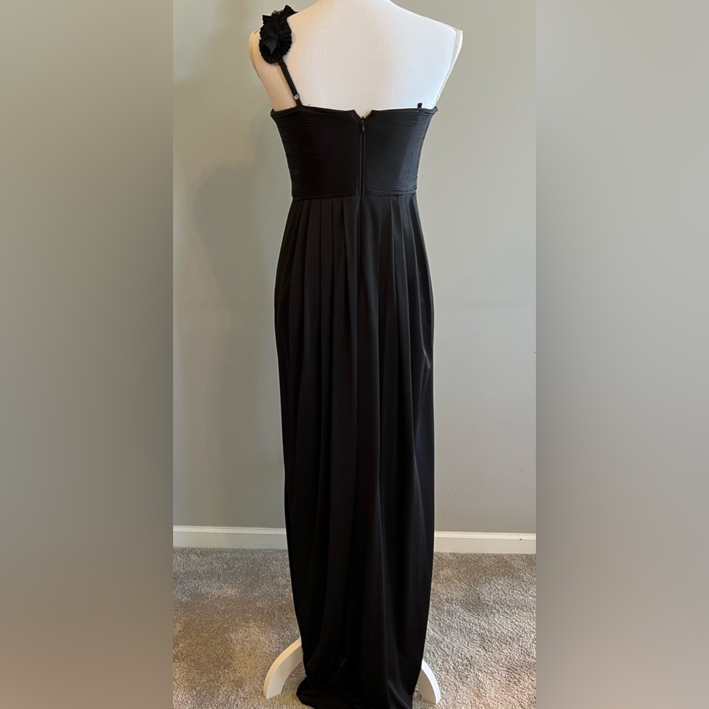 Adrianna Papell Evening Black One Shoulder Column Gown - Picture 2 of 8